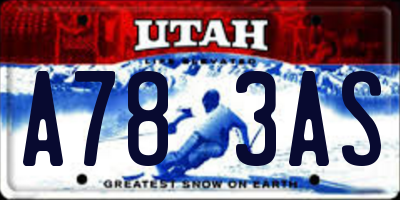 UT license plate A783AS