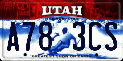 UT license plate A783CS