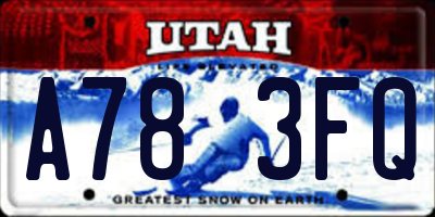 UT license plate A783FQ