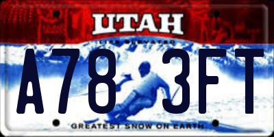 UT license plate A783FT