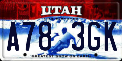 UT license plate A783GK