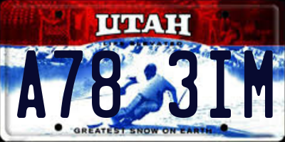 UT license plate A783IM