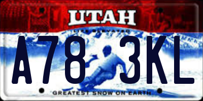 UT license plate A783KL