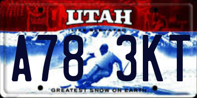 UT license plate A783KT