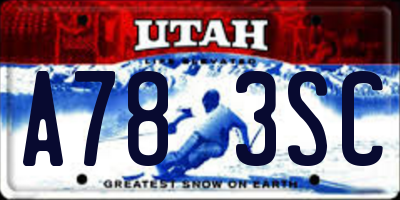 UT license plate A783SC