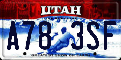UT license plate A783SF