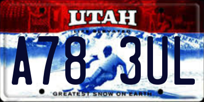 UT license plate A783UL