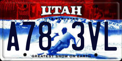 UT license plate A783VL