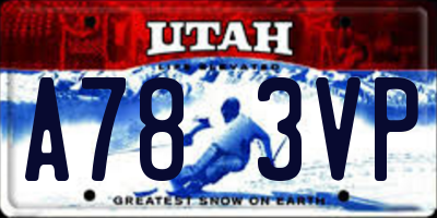 UT license plate A783VP