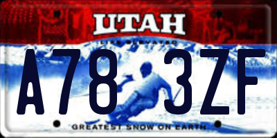 UT license plate A783ZF