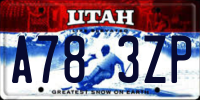 UT license plate A783ZP