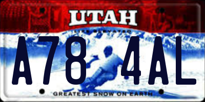 UT license plate A784AL