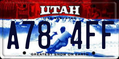 UT license plate A784FF