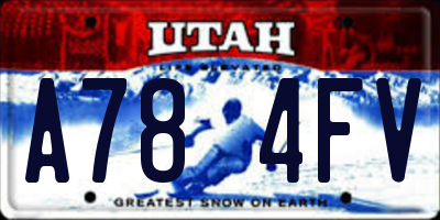 UT license plate A784FV