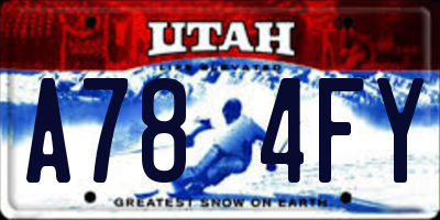 UT license plate A784FY