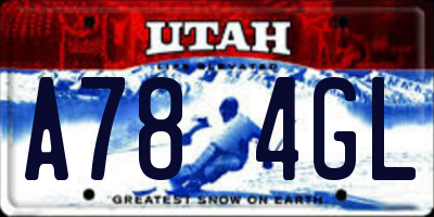 UT license plate A784GL