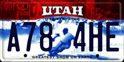 UT license plate A784HE
