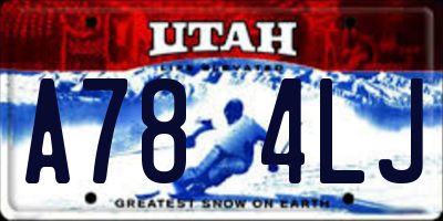 UT license plate A784LJ