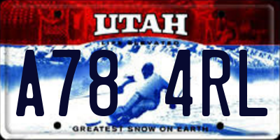 UT license plate A784RL