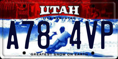 UT license plate A784VP