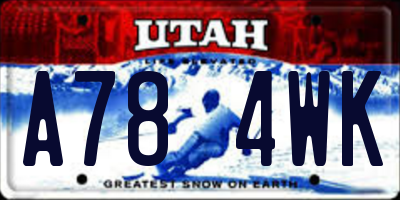 UT license plate A784WK