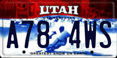 UT license plate A784WS