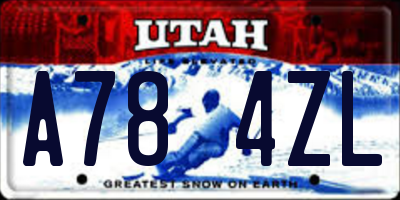 UT license plate A784ZL