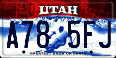 UT license plate A785FJ