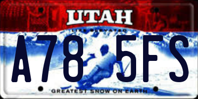 UT license plate A785FS
