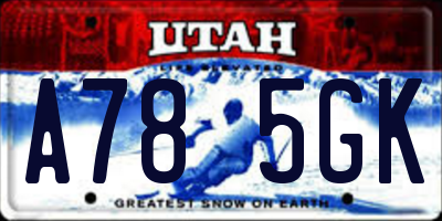 UT license plate A785GK