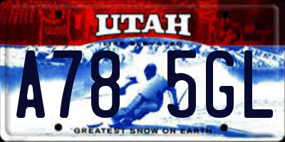 UT license plate A785GL