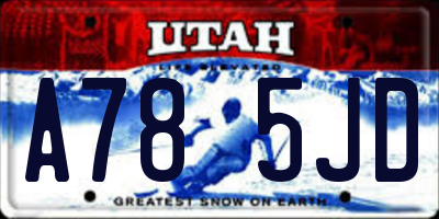 UT license plate A785JD