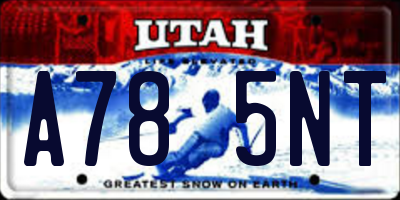 UT license plate A785NT