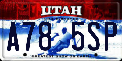 UT license plate A785SP