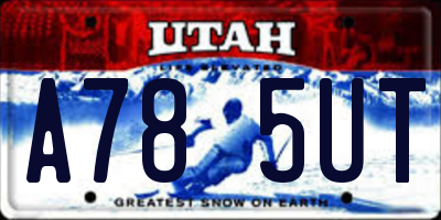 UT license plate A785UT
