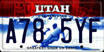 UT license plate A785YF