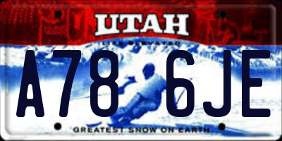 UT license plate A786JE