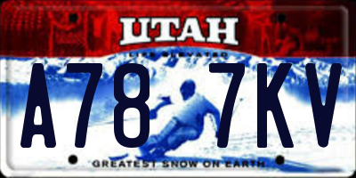 UT license plate A787KV
