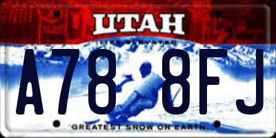 UT license plate A788FJ