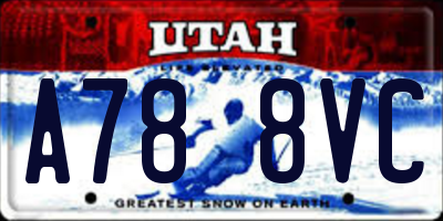 UT license plate A788VC