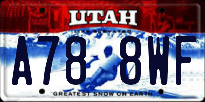 UT license plate A788WF
