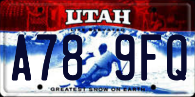UT license plate A789FQ