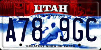 UT license plate A789GC