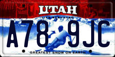 UT license plate A789JC
