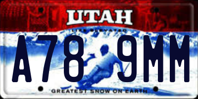 UT license plate A789MM