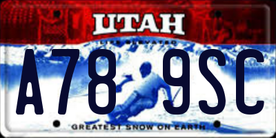 UT license plate A789SC