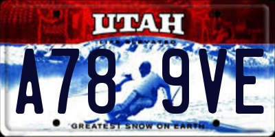 UT license plate A789VE