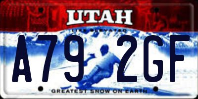 UT license plate A792GF