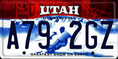 UT license plate A792GZ