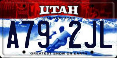 UT license plate A792JL